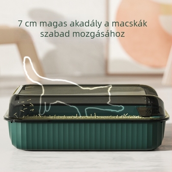 Macskaalomtál, félzárt kialakítás, anti-fröccsenés, PP anyagú, négyszögletes dizájn, macskáknak