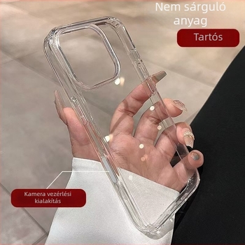 Átlátszó AI kameragombos tok iPhone 16 Pro és iPhone 17 Pro Max számára, teljes körű védelem akrilból