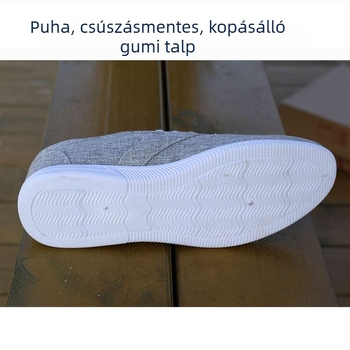 Férfi őszi vászoncipő kender felsőrésszel, gumí talppal, bőrorrvédővel, fűzővel, középmagas