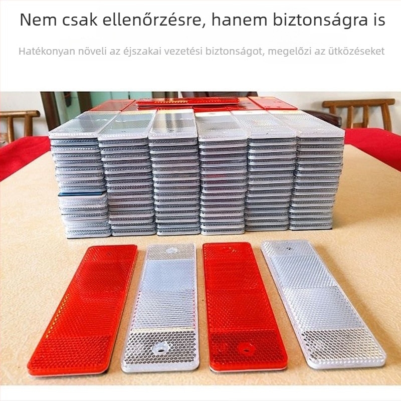 Teherautók reflexiós matricái, piros-fehér visszaverők, műanyag reflexiós lemezek dobozos teherautókhoz, éjszakai ragasztóval, éves felülvizsgálatra