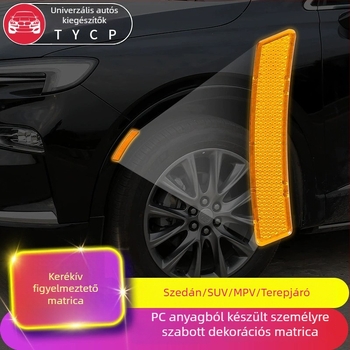 Fényvisszaverő kerékív matricák – univerzális autókhoz (SUV, szedán, terepjáró, MPV), figyelmeztető felület a frontális területen