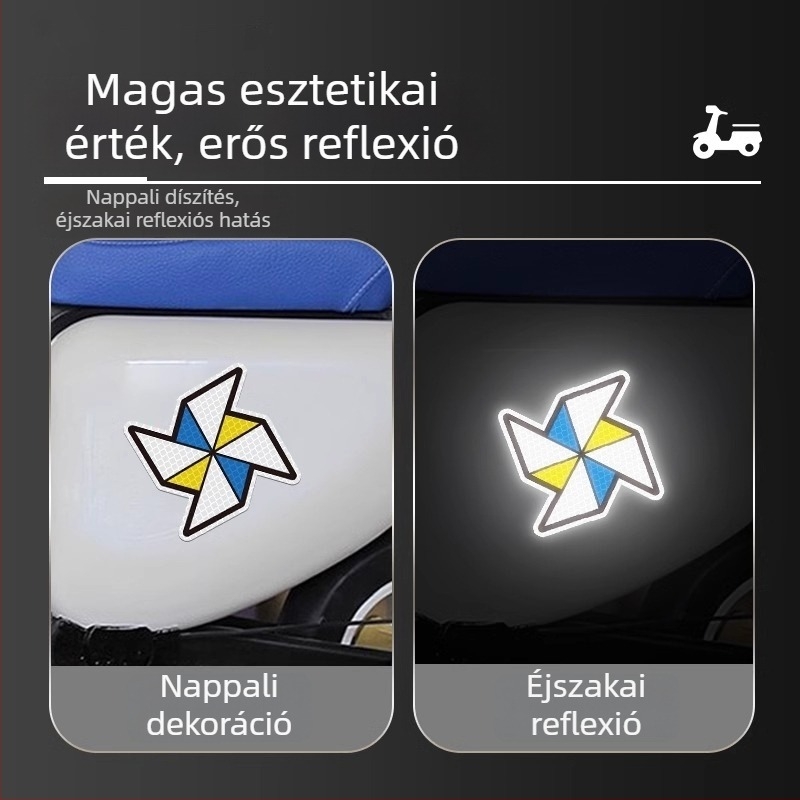 Reflektív autó-karosszéria matrica — karcolódás elleni védelem, öntapadós felhelyezés éjszakai biztonságért