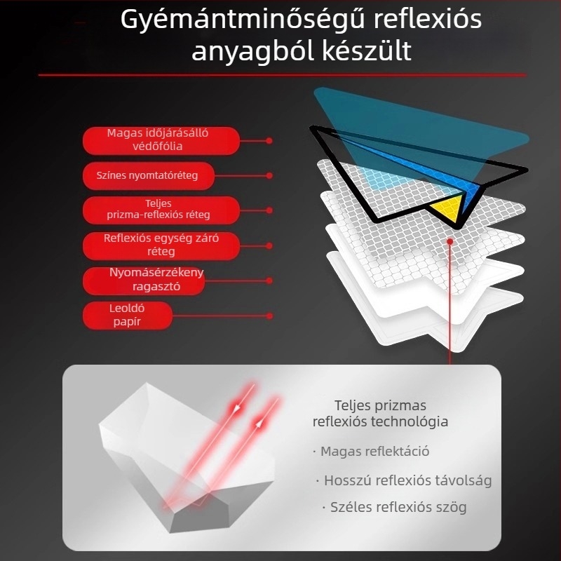 Reflektív autó-karosszéria matrica — karcolódás elleni védelem, öntapadós felhelyezés éjszakai biztonságért
