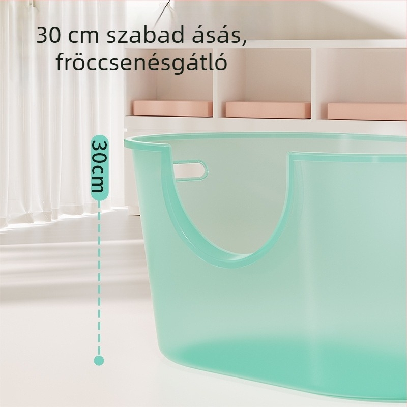 Óriási macska toalett, extré nagy méret, félig zárt nyitott kialakítás, szóródás elleni védelem, macskáknak és kiscicáknak
