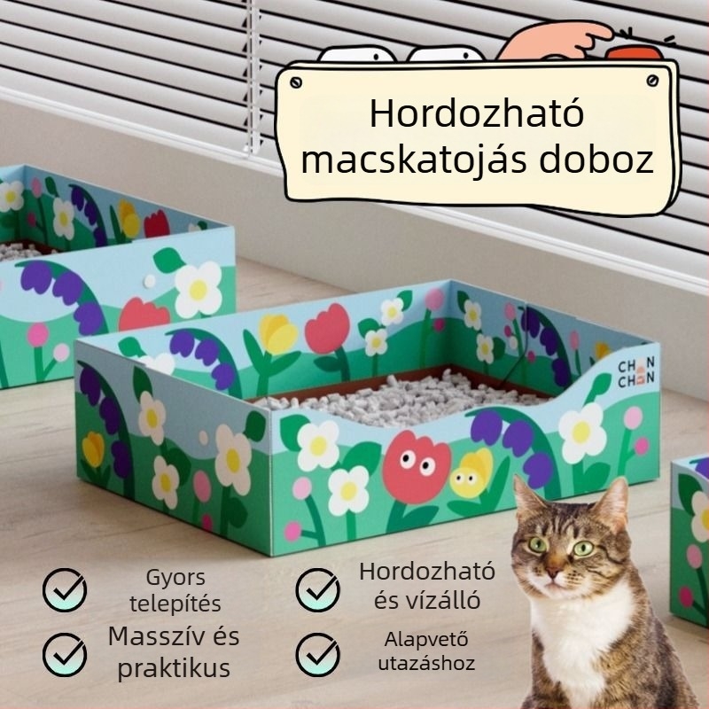 Egyszer használatos macskaalom tál - hordozható, összecsukható, autóba szerelhető, PVC