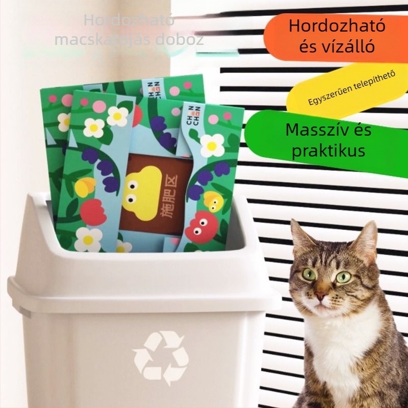 Egyszer használatos macskaalom tál - hordozható, összecsukható, autóba szerelhető, PVC