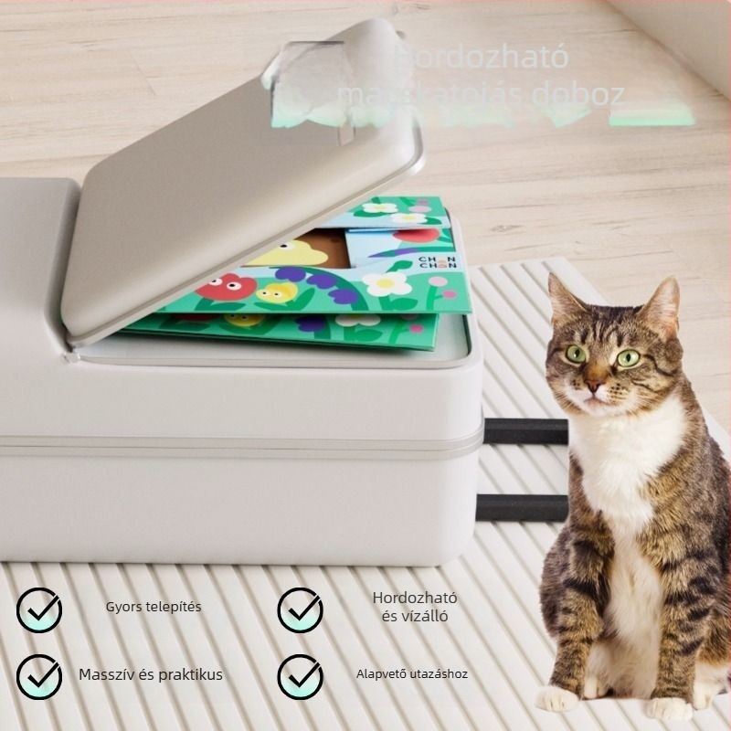 Egyszer használatos macskaalom tál - hordozható, összecsukható, autóba szerelhető, PVC