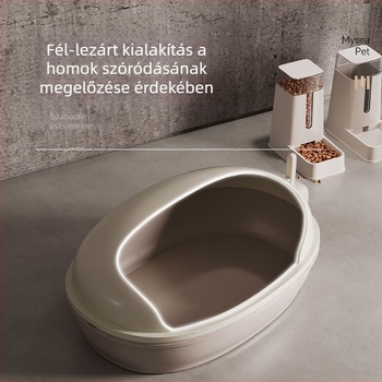 Macskaalomtálca félig zárt kivitelben, PVC anyagból, intelligens funkciók nélkül