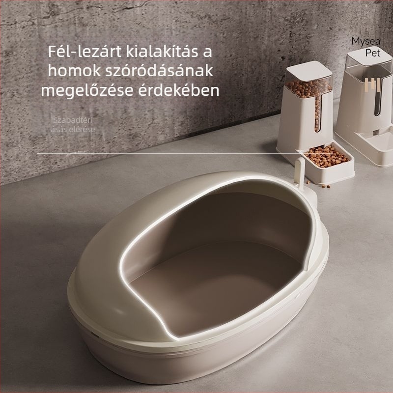 Macskaalomtálca félig zárt kivitelben, PVC anyagból, intelligens funkciók nélkül