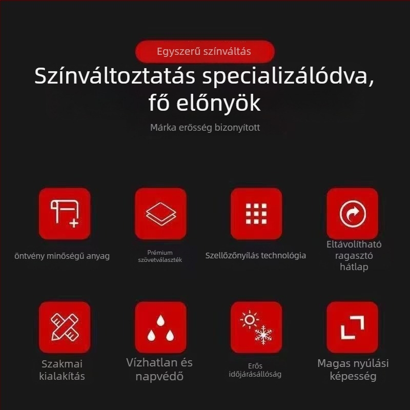 Mingyue márkájú PVC autóajtó küszöb; 2 éves garancia; hézagkitöltés belső dekorációk por elleni védelmére és kisebb karcolások fedésére; belső tartozékok rögzítése ragasztónyom nélkül; külső rögzítés vízálló és tartós