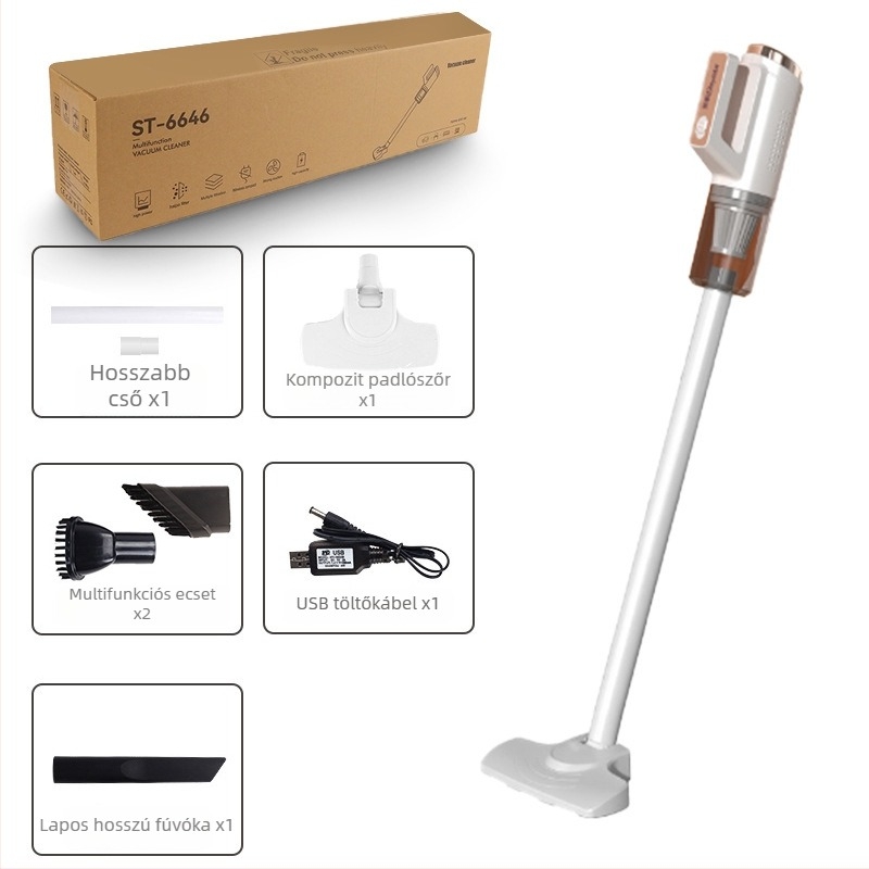 Kézi, vezeték nélküli porszívó autóhoz és otthonhoz, 16000 Pa szívás, 120 W, 8,4–12 V, sterilizálás és por eltávolítás