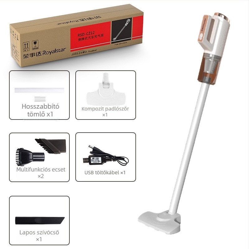 Kézi, vezeték nélküli porszívó autóhoz és otthonhoz, 16000 Pa szívás, 120 W, 8,4–12 V, sterilizálás és por eltávolítás