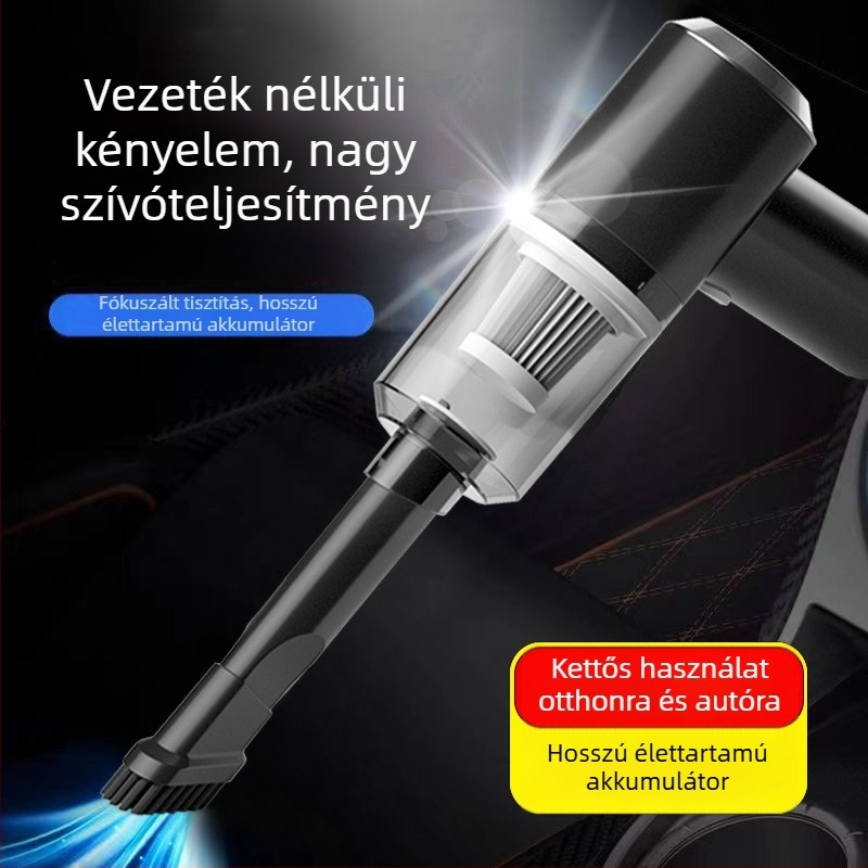 Kézi, vezeték nélküli autópor-szívó, beépített 1001–1600 mAh akkumulátorral, 30W, 10,1–15 kPa szívóerő, zaj < 36 dB