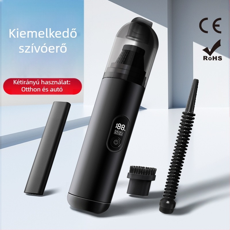 Kézi porszívó autóhoz és otthonhoz – vezeték nélküli töltés, 7.4V, 45W, 10000Pa szívás, mosható por tartály