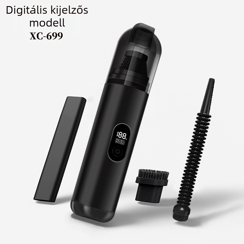 Kézi porszívó autóhoz és otthonhoz – vezeték nélküli töltés, 7.4V, 45W, 10000Pa szívás, mosható por tartály