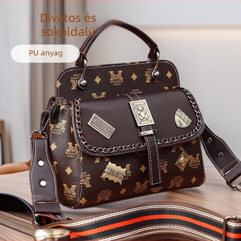 Női crossbody táska – utcai divat, retro dizájn, PU anyag, Messenger-stílusú táska, cipzáras nyitás, belső cipzáras zseb és telefonzseb