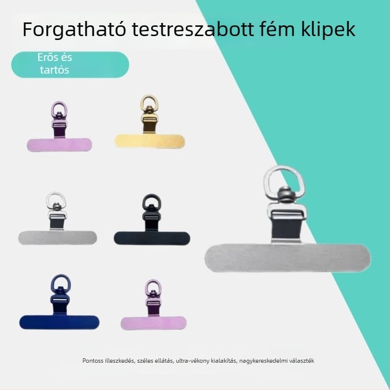 Mobiltelefon medál, fémből készült klipsz, 360° forgatás, geometriai forma, uniszex stílus