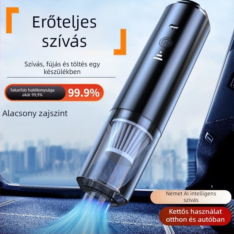 Autóhoz való hordozható porszívó 2-in-1: szívás és fújás, mini kézi, vezeték nélküli, újratölthető, 36V, 50W, 2600Pa