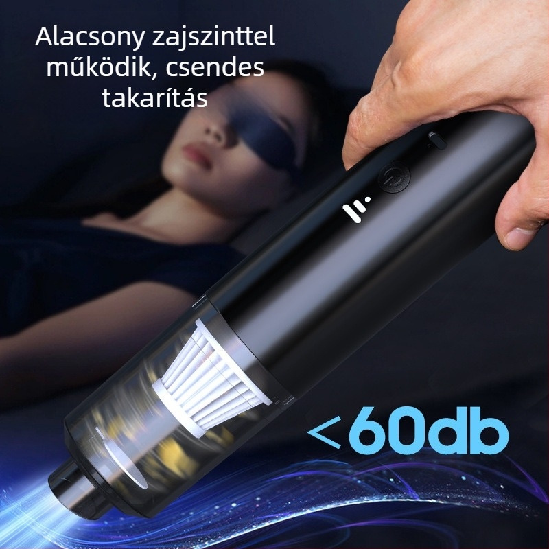 Autóhoz való hordozható porszívó 2-in-1: szívás és fújás, mini kézi, vezeték nélküli, újratölthető, 36V, 50W, 2600Pa