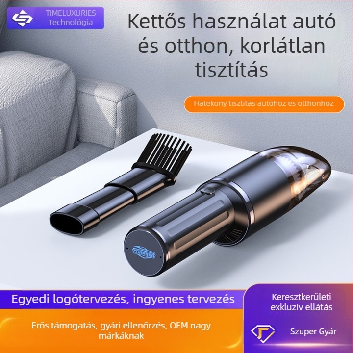 Q19 autó- és otthoni használatra tervezett vezeték nélküli hordozható porszívó, 12 V, 60 W, 6000 Pa, 300 cm tápkábel