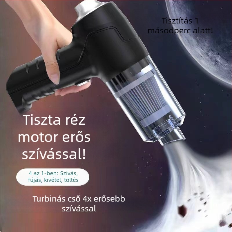 Kézi autó- és otthoni akkumulátoros porszívó, 300 W, 20000 Pa szívóerő, 3 m kábel