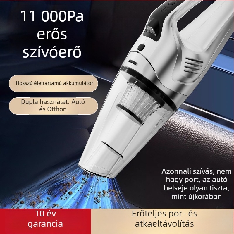 Vezeték nélküli autóporszívó, mini kézi, otthoni használatra, brushless motorral, nagy teljesítmény