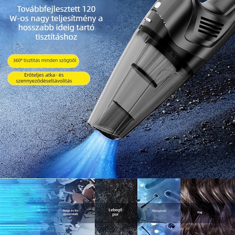 Vezeték nélküli autóporszívó, mini kézi, otthoni használatra, brushless motorral, nagy teljesítmény