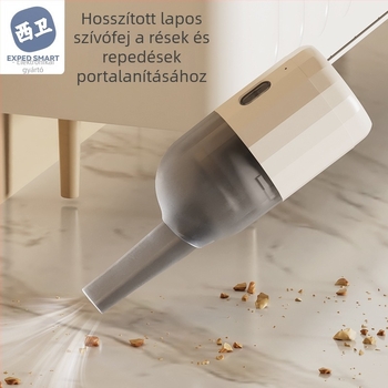 Mini vezeték nélküli asztali porszívó beépített akkumulátorral, 1600–2000 mAh, 2 W, üzemidő 1–3 óra, zaj < 36 dB