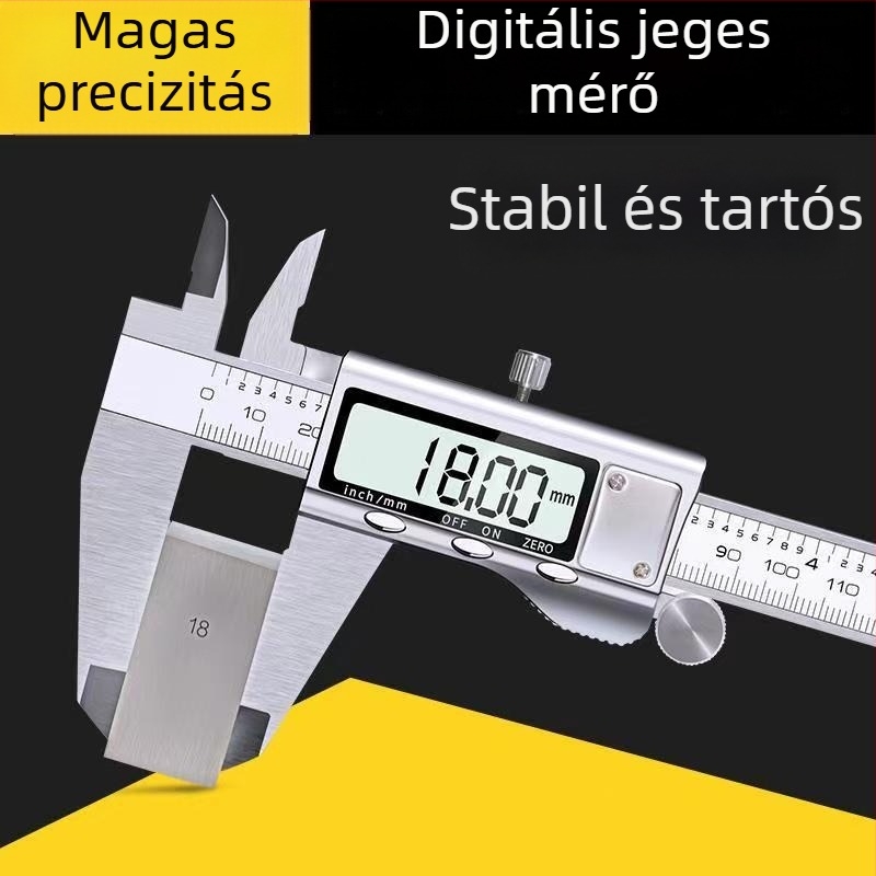 Ipari osztályú rozsdamentes acél digitális tolómérő, magas precizitás