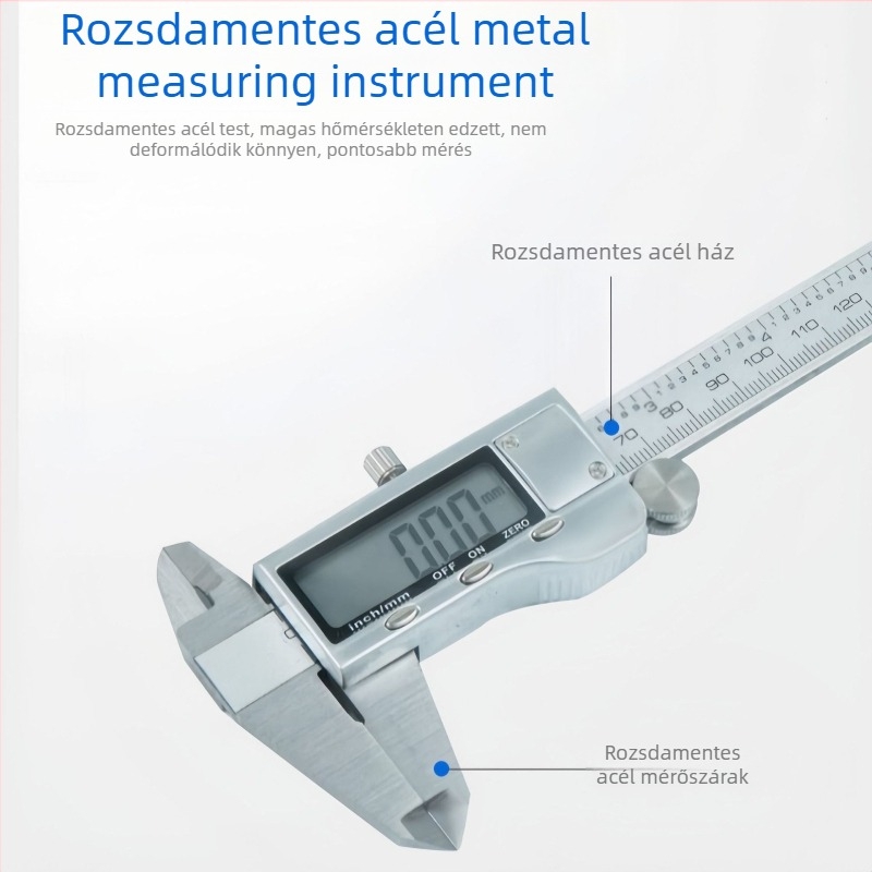 Ipari osztályú rozsdamentes acél digitális tolómérő, magas precizitás