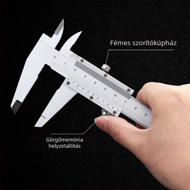 Unique digitális tolómérő mélységmérővel, belső hornyok mérésére, rozsdamentes acél, nagy precizitás