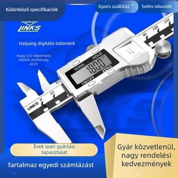 Digitális tolómérő, rozsdamentes acél, ipari kivitel, nagy pontosság, nagy kijelző