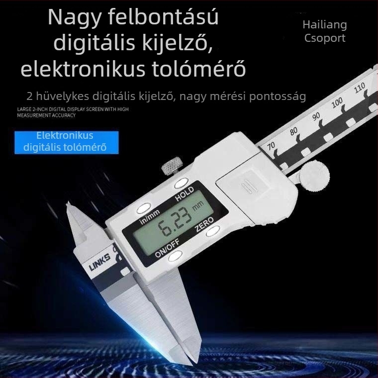 Digitális tolómérő, rozsdamentes acél, ipari kivitel, nagy pontosság, nagy kijelző