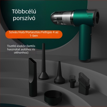 Kézben tartható vezeték nélküli porszívó autóhoz és házhoz — 10000 Pa szívóerő, 75 W bemeneti teljesítmény, 7,4 V, újratölthető, kb. 17 perc működés