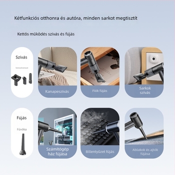 Hordozható háztartási porszívó autóhoz, vezeték nélküli fúvó- és szívó funkcióval, kettős használat, akkumulátoros, ≤36 V, 80 W, 6000 Pa