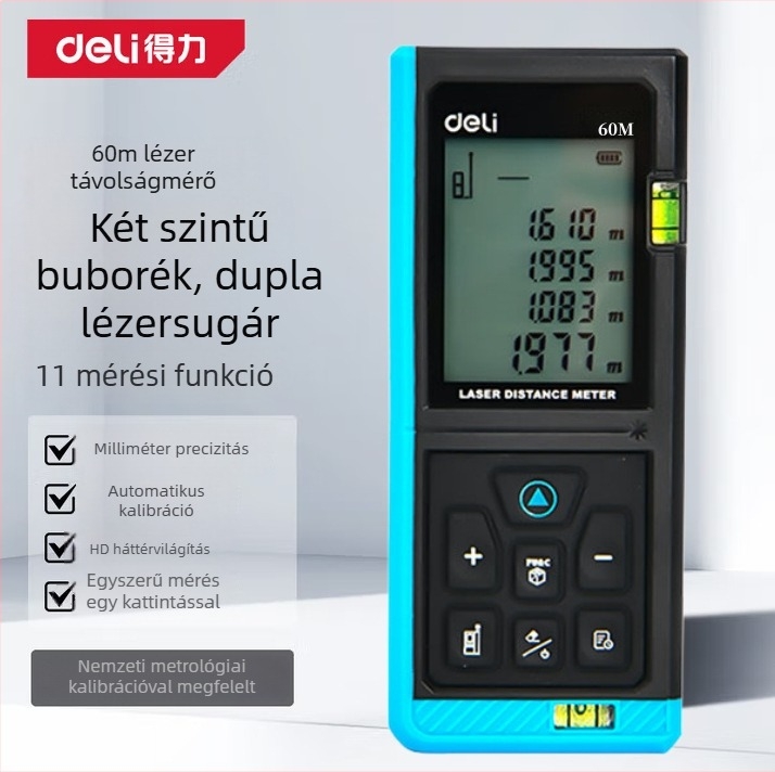 Deli DW2224 lézeres távolságmérő – kézben tartható infravörös mérőeszköz telepítési projektekhez