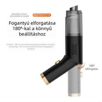 Autóba szerelhető forgó porszívó vezeték nélküli töltéssel, kézi, összecsukható, erős szívóerő