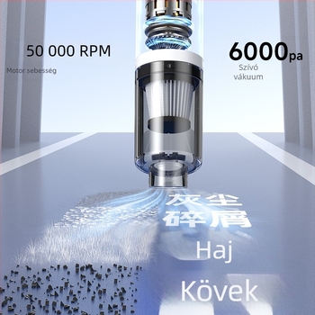 CHISHAN vezeték nélküli autóporszívó – kézi, kettős használat: otthon és autó, 12V, 60W, 6000Pa