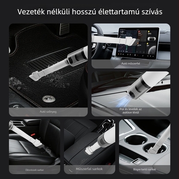 CHISHAN vezeték nélküli autóporszívó – kézi, kettős használat: otthon és autó, 12V, 60W, 6000Pa