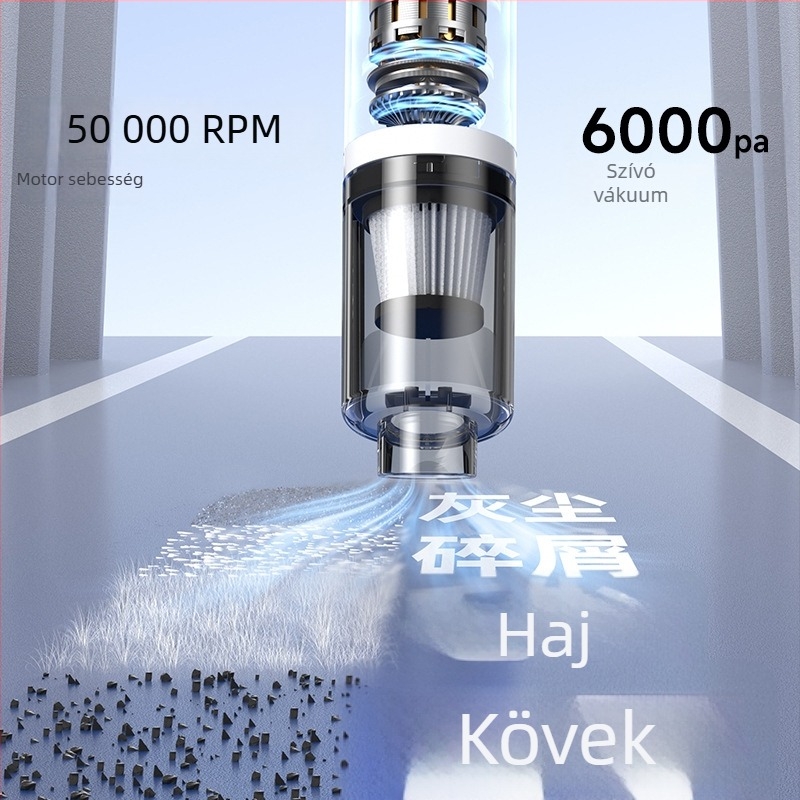 CHISHAN vezeték nélküli autóporszívó – kézi, kettős használat: otthon és autó, 12V, 60W, 6000Pa