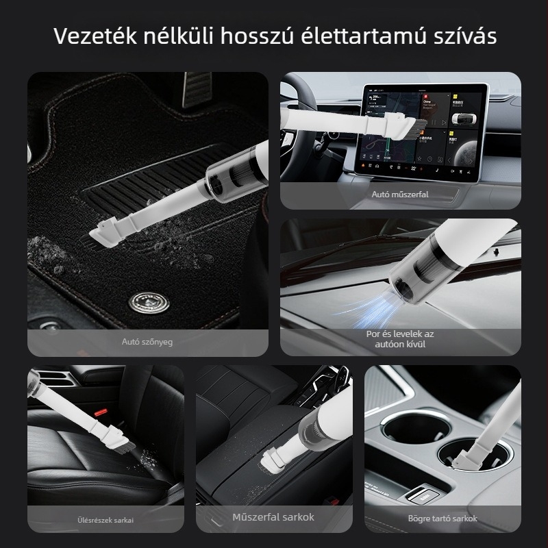 CHISHAN vezeték nélküli autóporszívó – kézi, kettős használat: otthon és autó, 12V, 60W, 6000Pa