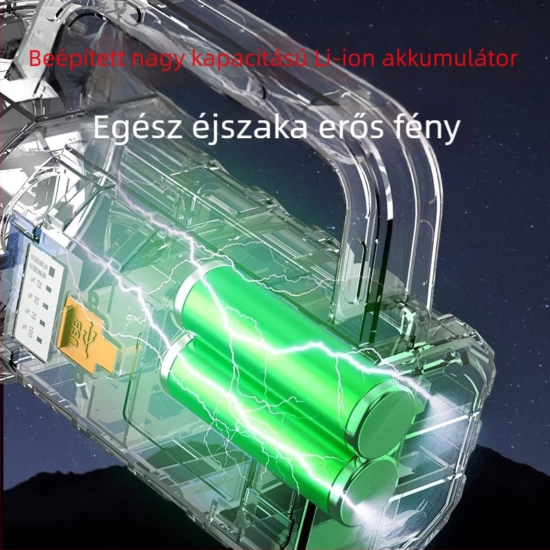 Újratölthető LED zseblámpa kültéri használatra, hordozható, hosszú hatótávolság
