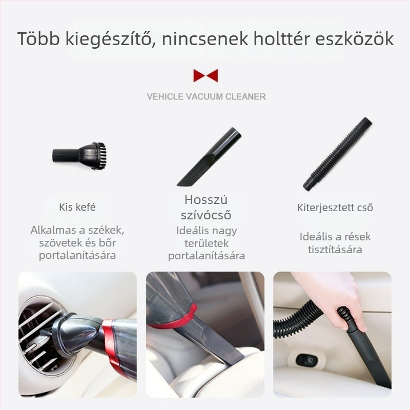 Kézi autó porszívó nedves– száraz funkcióval, vezeték nélküli, 12V, 120W, 6000Pa