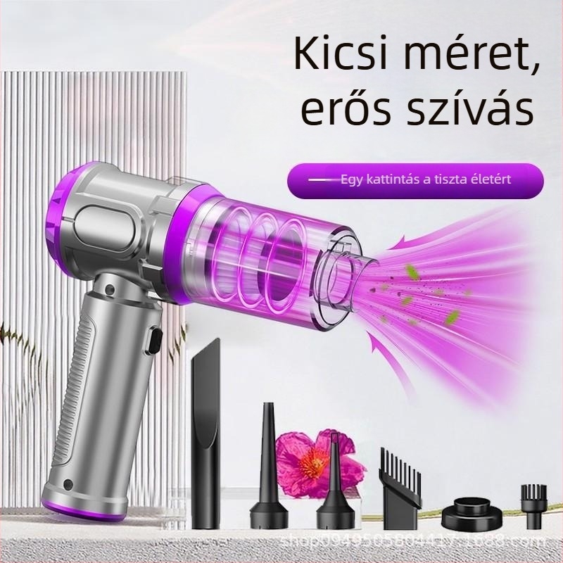 Vezeték nélküli autó- és otthoni porszívó — 7,4 V, 75 W, 16000 Pa szívóerő, 680 L/min légáramlat, 20 perc akkumulátor-üzemidő