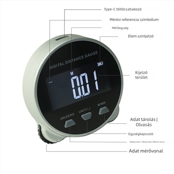 MAKLE Elektronikus görgő mérőszalag digitális kijelzővel radiális hengeres felületekhez – Többfunkciós mérőeszköz