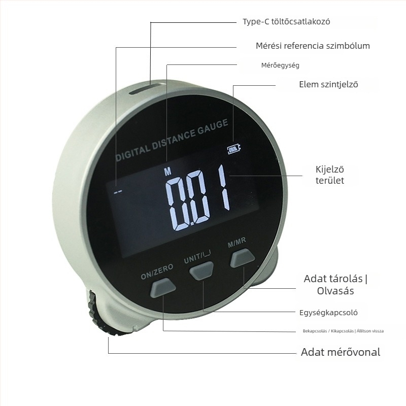 MAKLE Elektronikus görgő mérőszalag digitális kijelzővel radiális hengeres felületekhez – Többfunkciós mérőeszköz