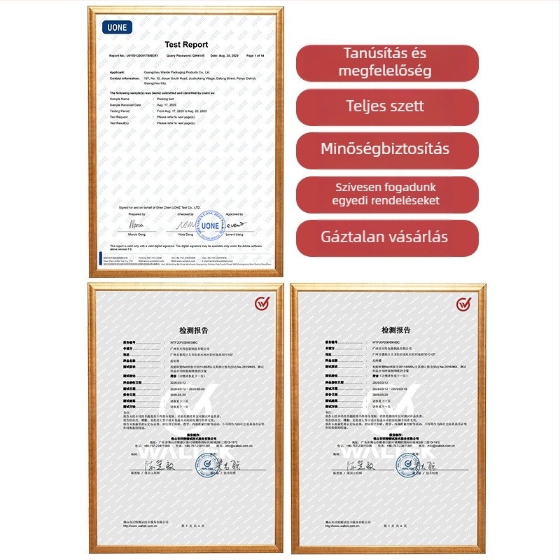 Gépi csomagoló szalag, 70 kg húzóerő, specifikációk 9mm×0.7mm és 12mm×0.8mm, súly 10,5 kg