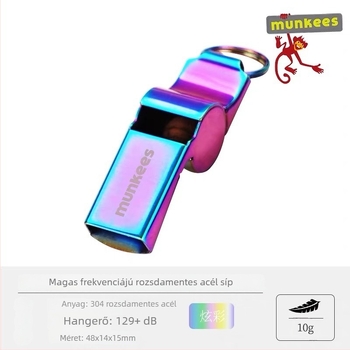 Munkees Tigrisfej Síp — Magas tónusú parancs síp, rozsdamentes acél, 129 dB, gyerekeknek, edzőknek, bíróknak, szabadtéri kempingezéshez