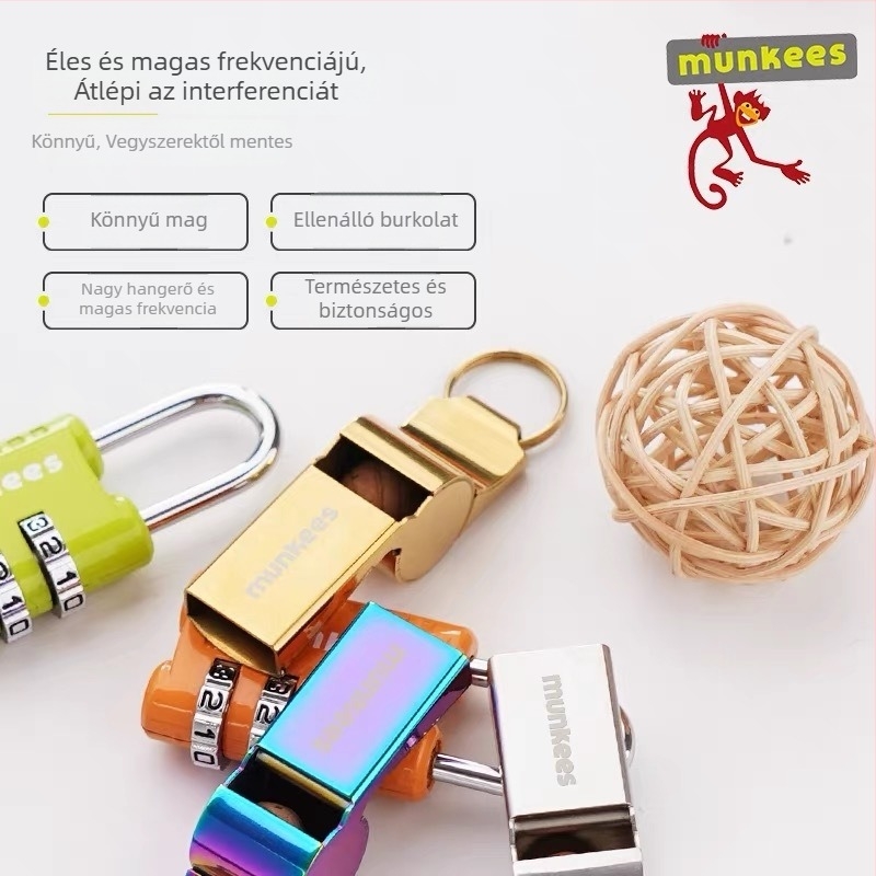 Munkees Tigrisfej Síp — Magas tónusú parancs síp, rozsdamentes acél, 129 dB, gyerekeknek, edzőknek, bíróknak, szabadtéri kempingezéshez