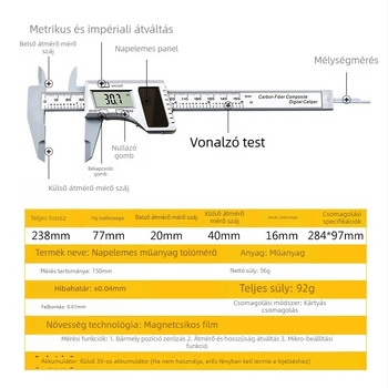 0-150 mm Digitális tolómérő műanyag házban, digitális kijelzővel ékszerek méréséhez